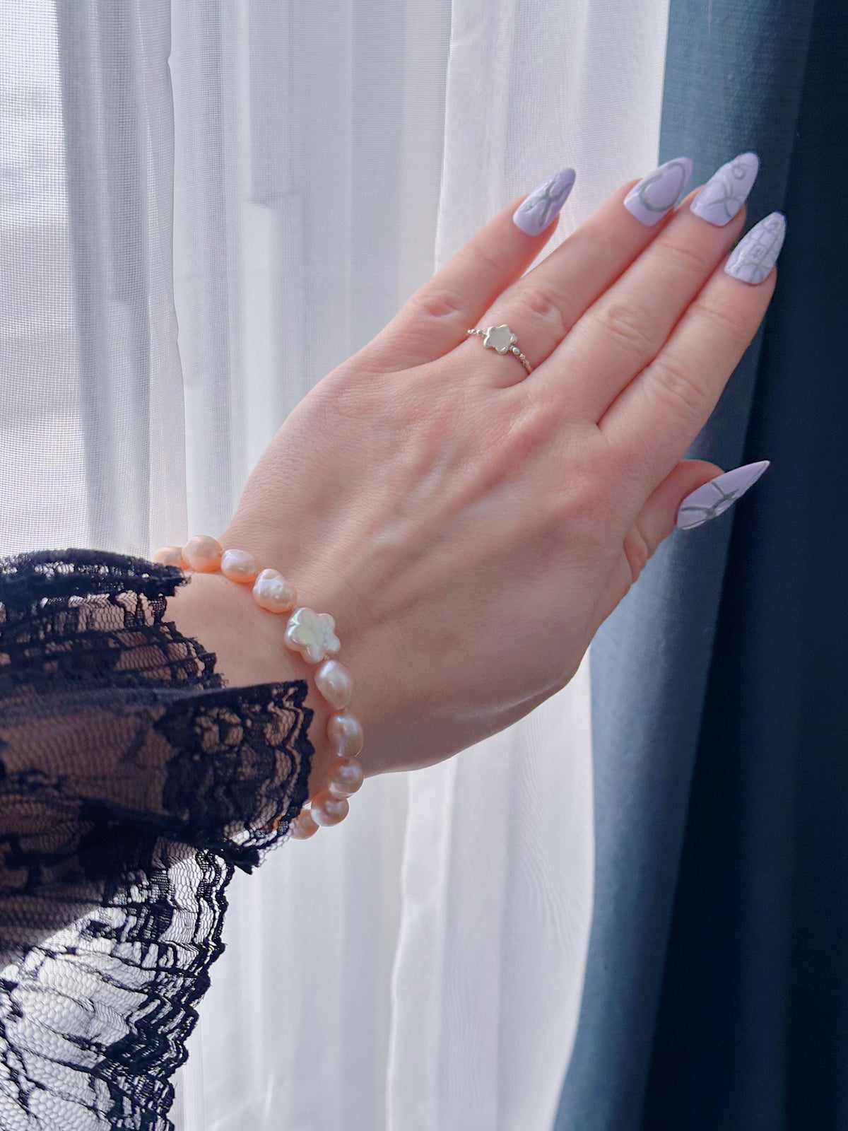Bracelet Perles et Fleur