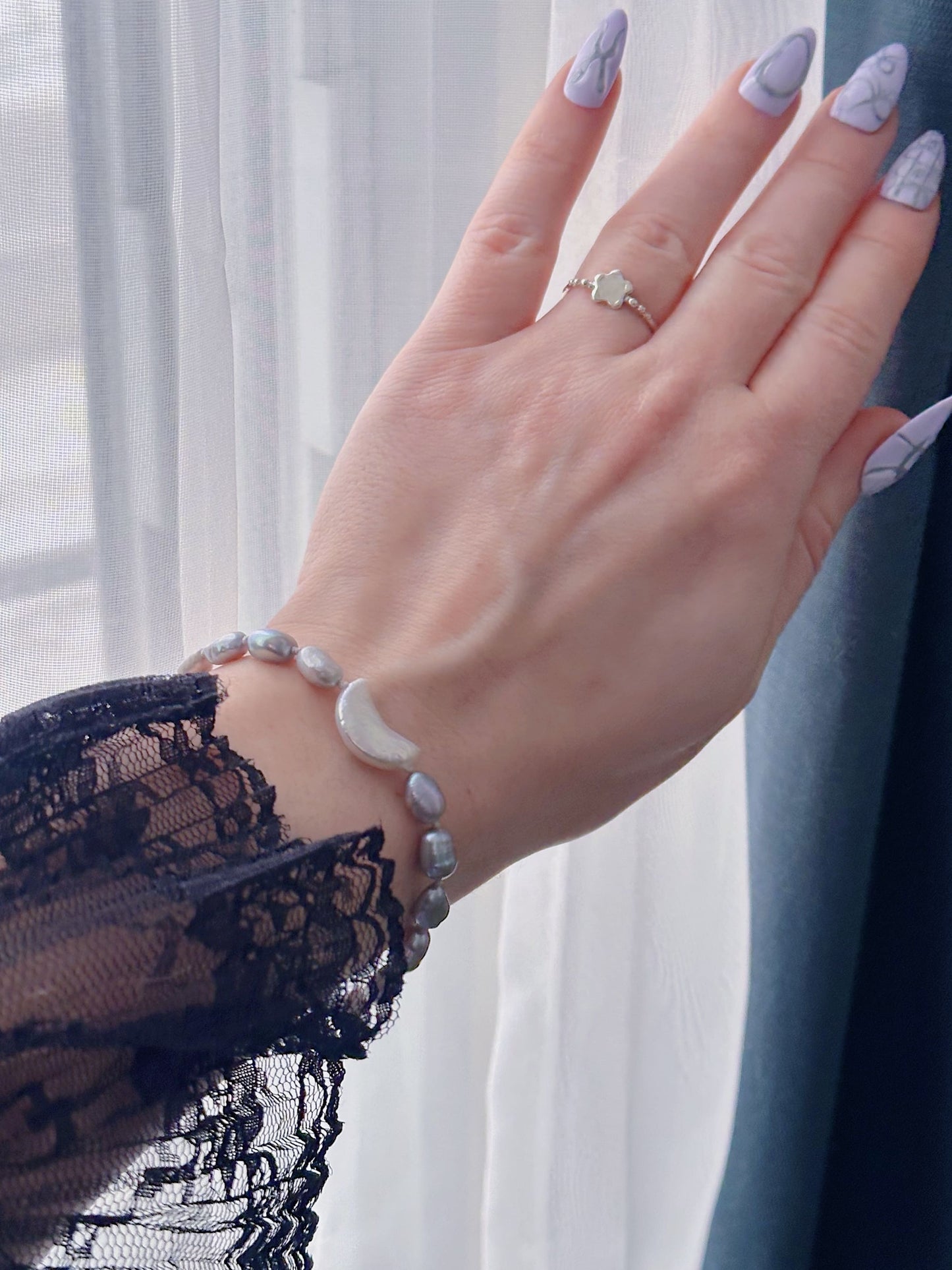 Bracelet Perles et Lune